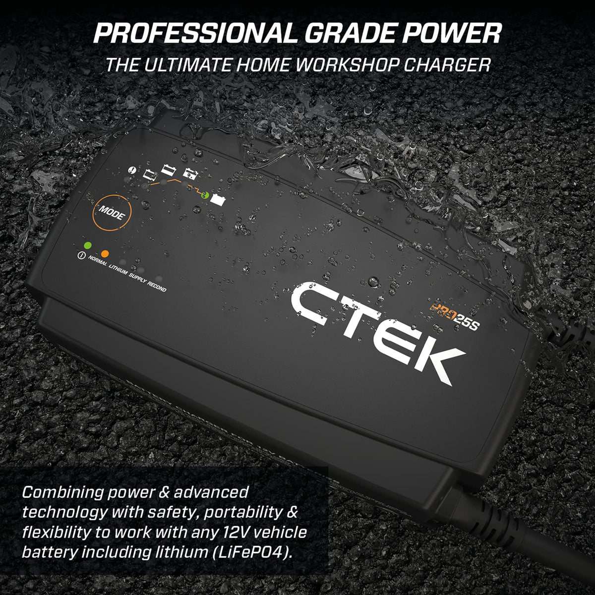 Batterieladegerät PRO25S 12V 25A für Blei-Säure- und LiFePO4-Batterien mit 12-V-Supply-Modus und RECOND-Funktion