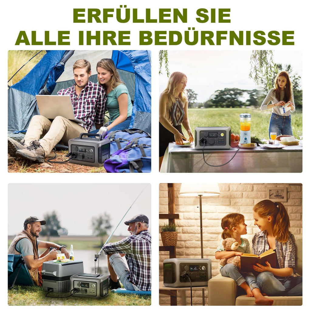 Tragbare Powerstation 299Wh mit 100W Solarpanel, 600W LiFePO4 Solargenerator R600