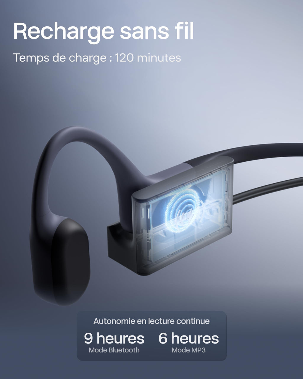 Casque à conduction osseuse OpenSwim Pro Bluetooth 5.4 IP68 avec stockage MP3 32 Go et autonomie 9 h