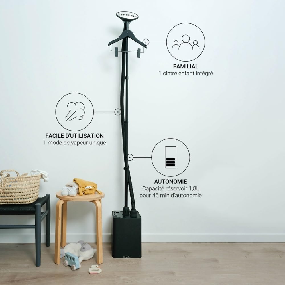 Défroisseur vapeur vertical 1900W avec réservoir 1,8L EUKID190B débit vapeur 40g/min chauffe rapide pour vêtements