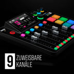 Podcast Produktionsstudio Pro II 9 Kanäle 4 Combo-Eingänge Dual USB-C Bluetooth 8 SMART Pads