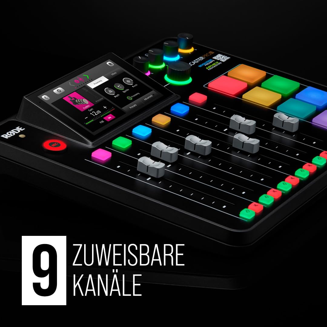 Podcast Produktionsstudio Pro II 9 Kanäle 4 Combo-Eingänge Dual USB-C Bluetooth 8 SMART Pads