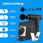Massagepistole mit App und 7 Aufsätzen inkl. Koffer, 160-W-Motor, 5 Intensitäten, bis zu 360 Min. Laufzeit