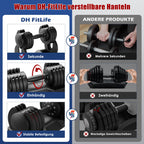 Verstellbares Kurzhantelset 5-in-1 2 bis 12 kg 5 Gewichtsstufen mit Ablagegestell und Anti-Rutsch-Griff