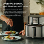Heißluftfritteuse 6,2 L aus Edelstahl mit PFAS-freier Keramikbeschichtung und Crisp-Platte