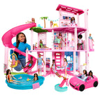 Maison de poupée enfant design 3 niveaux avec 10 espaces de jeu piscine toboggan ascenseur et 75 accessoires modèle HMX10