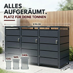 Mülltonnenbox 3er aus Metall für 120 bis 240 L Mülltonnen mit abschließbaren Türen 116 x 196 x 80 cm