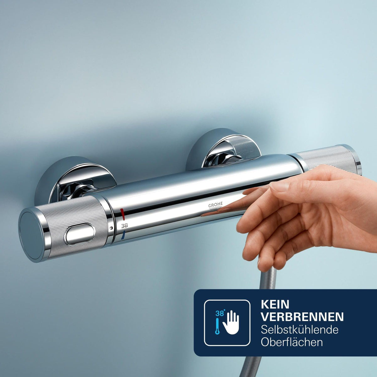 Thermostat-Wannenarmatur Precision Feel 34788000 wassersparend mit Sicherheitssperre bei 38 °C kühler Oberfläche Chrom