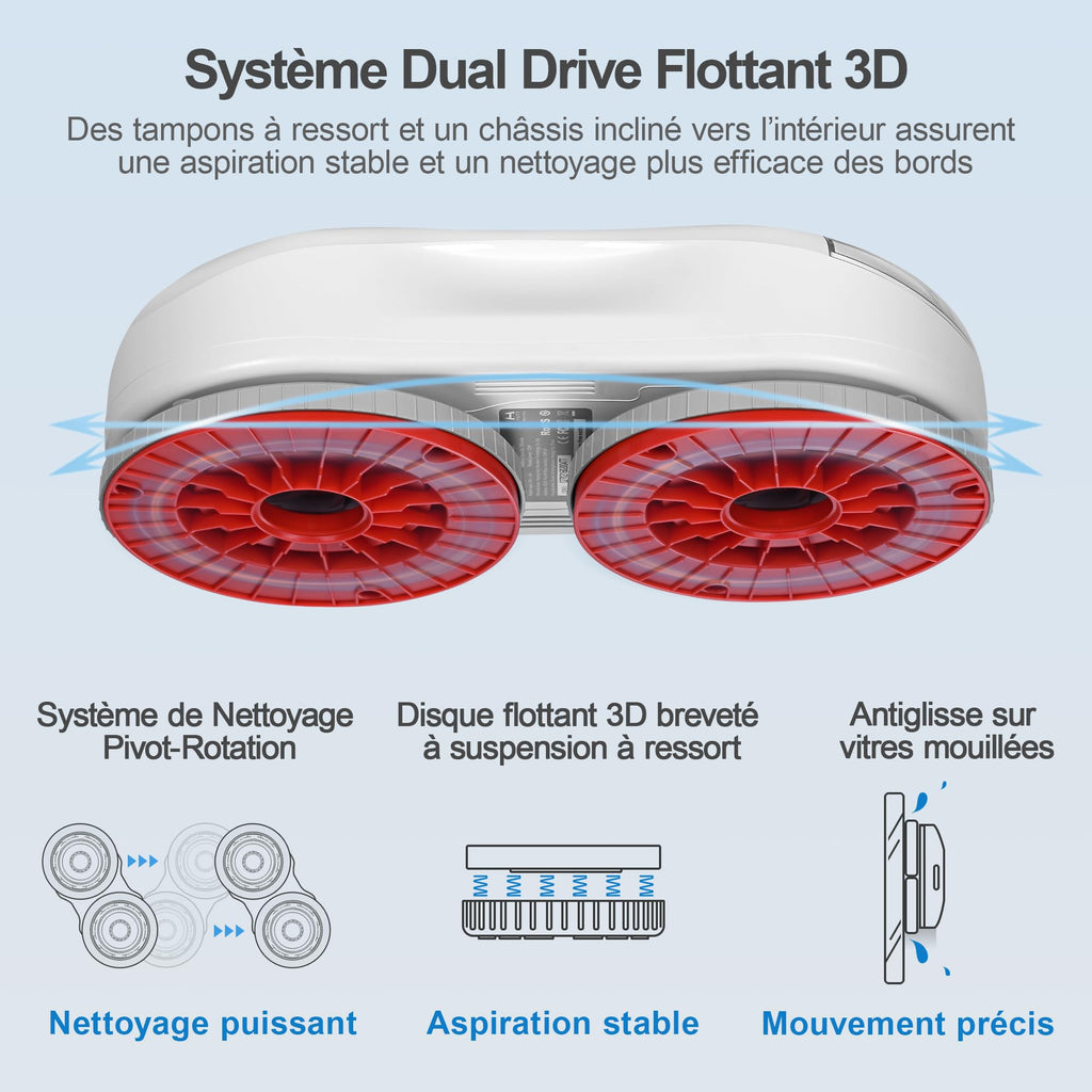 Robot nettoyeur de vitres S55 Pro avec aspiration 6500Pa navigation SLAM 4.0 pulvérisation HydroJet réservoir 80ml