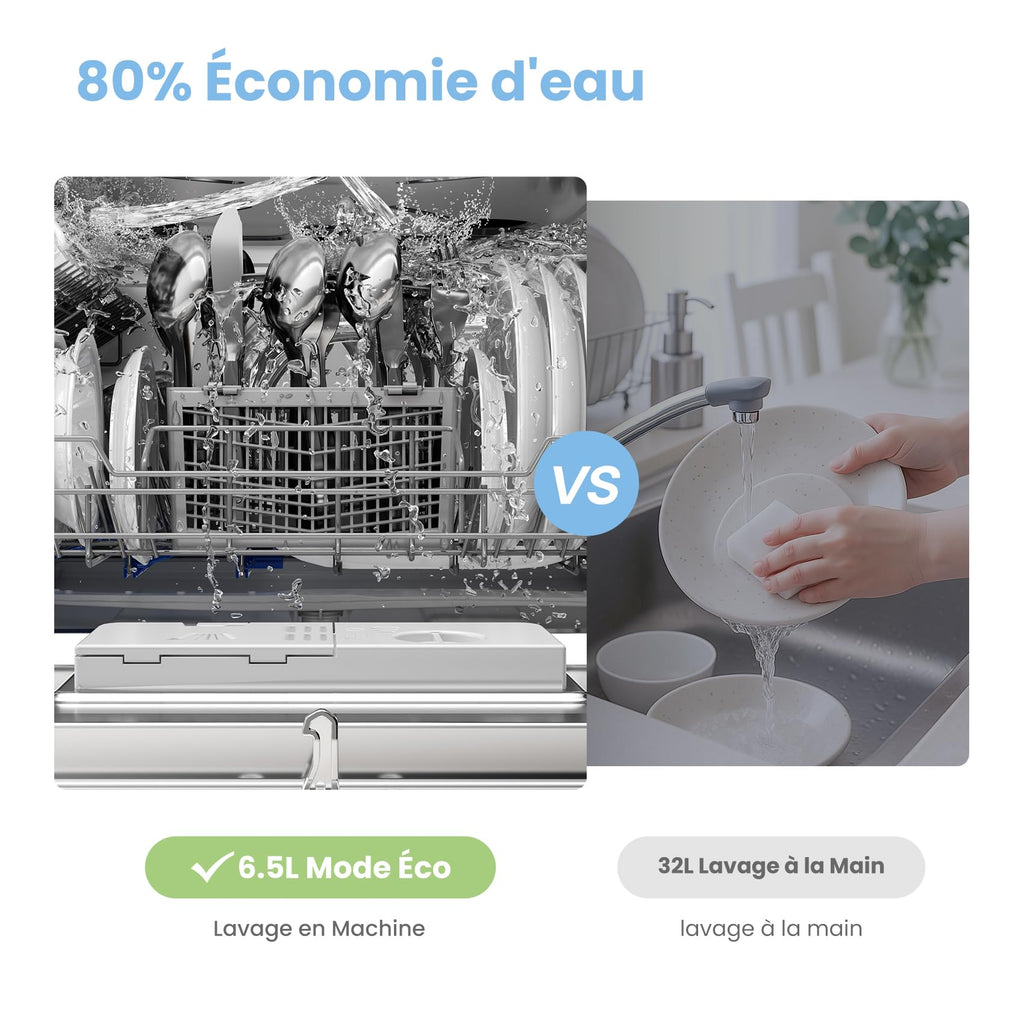 Lave-vaisselle compact TD602E-W 6 couverts 6 programmes écran LED démarrage différé 47 dB