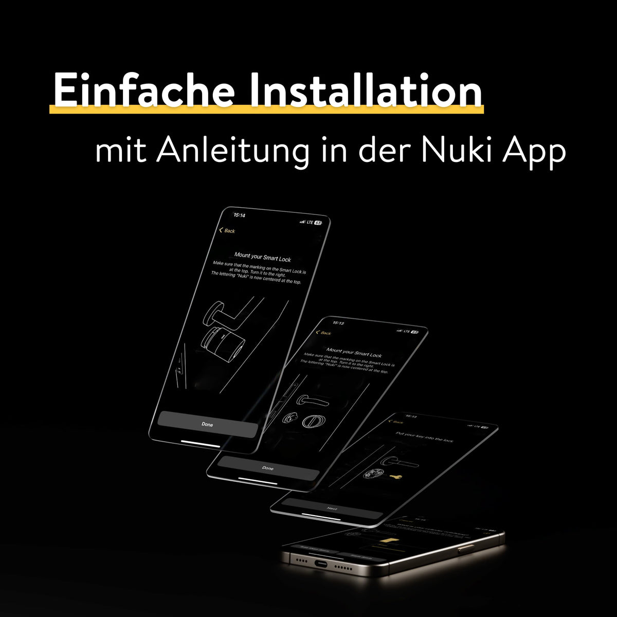 Elektronisches Türschloss Smart Lock Pro mit Bluetooth, WLAN und Matter zum Nachrüsten ohne Zylindertausch