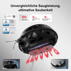 Saugroboter mit Wischfunktion und OmniGrip-Arm, 22.000 Pa Saugkraft, 80 °C Heißwasser-Moppwäsche, KI-gestützte Navigation