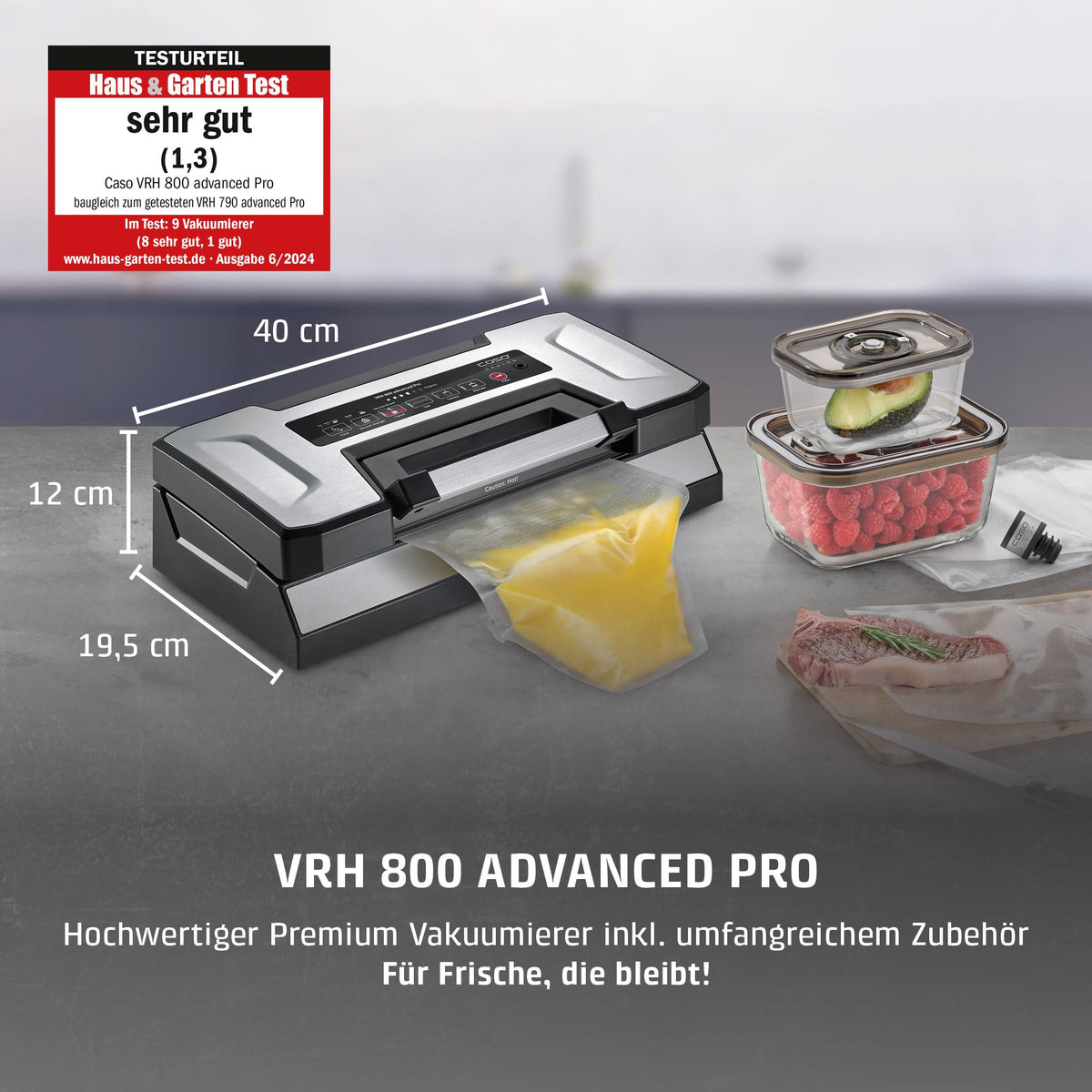 Vakuumierer mit Flüssigkeitsfunktion 30 cm Doppelnaht mit Rollenbox Cutter und Beuteln