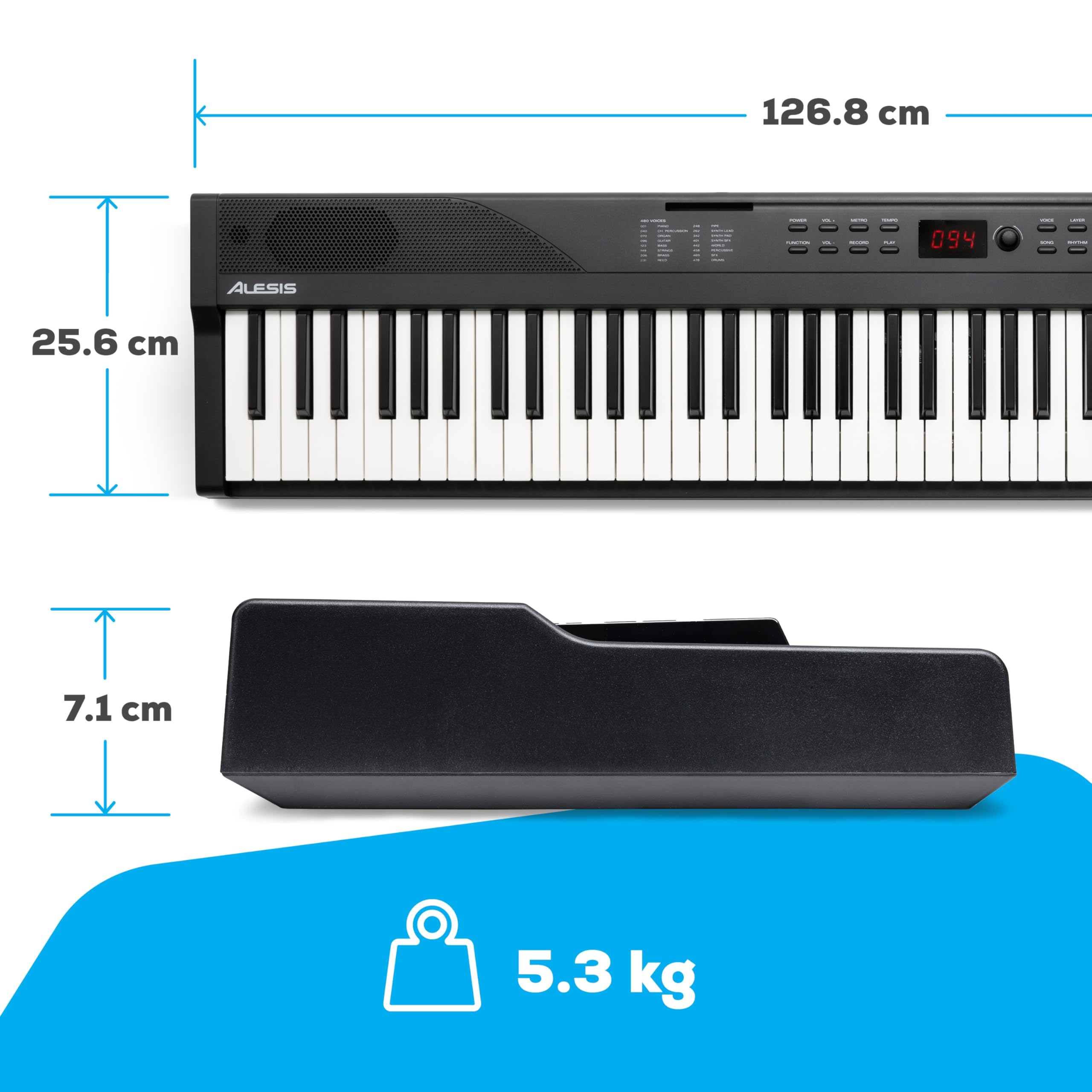 Piano numérique 88 touches avec 480 sons haut-parleurs MIDI USB support sac de transport casque pédale