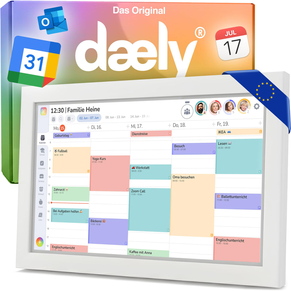 Digitaler Familienkalender 15,6"""" mit FHD Touchscreen und App für iOS und Android, Wandkalender zur Familienorganisation