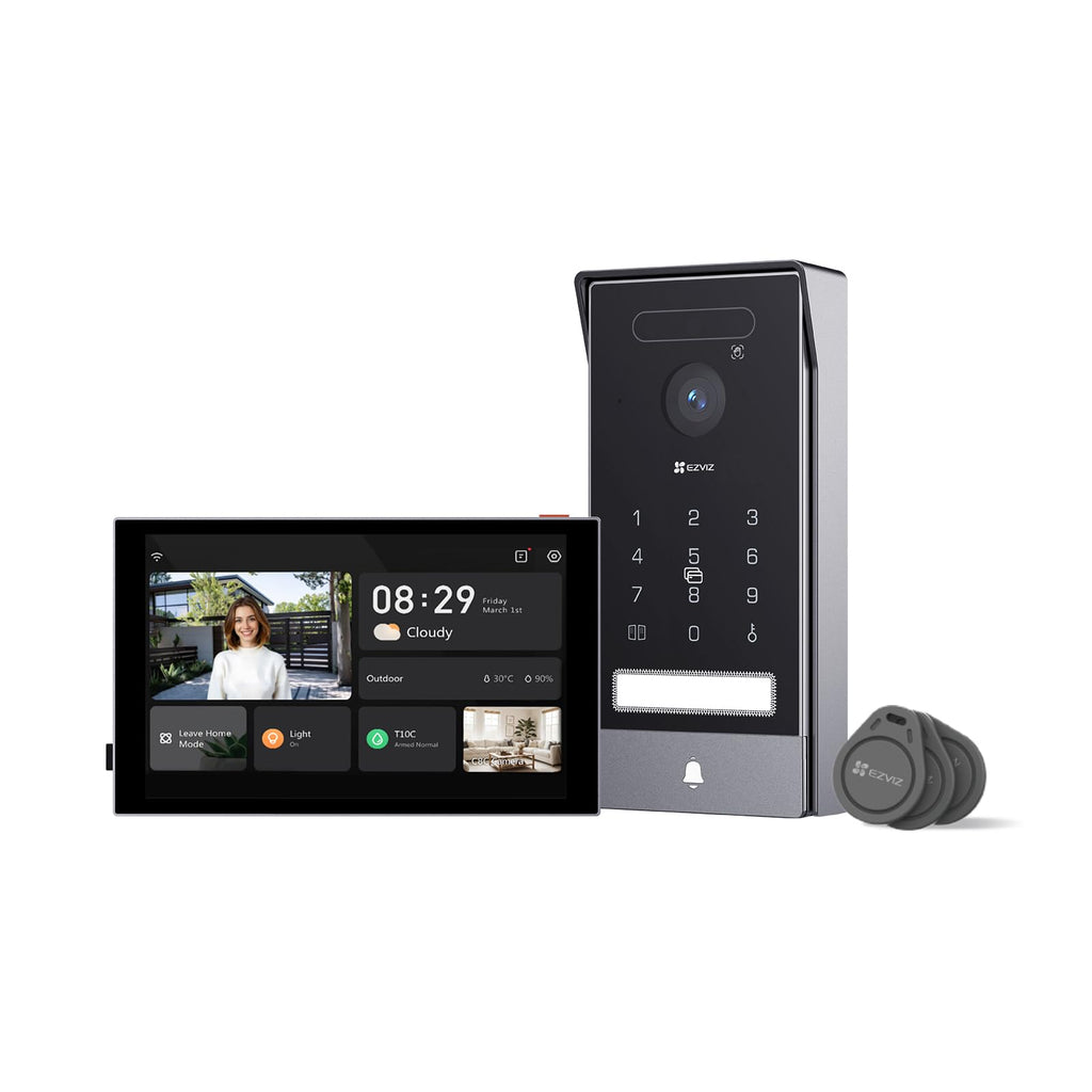 Video-Türsprechanlage 4K mit 8 Zoll Touchscreen 2-Wege-Audio 7-in-1-Zutrittskontrolle Gesicht Handfläche RFID QR-Code Passwort