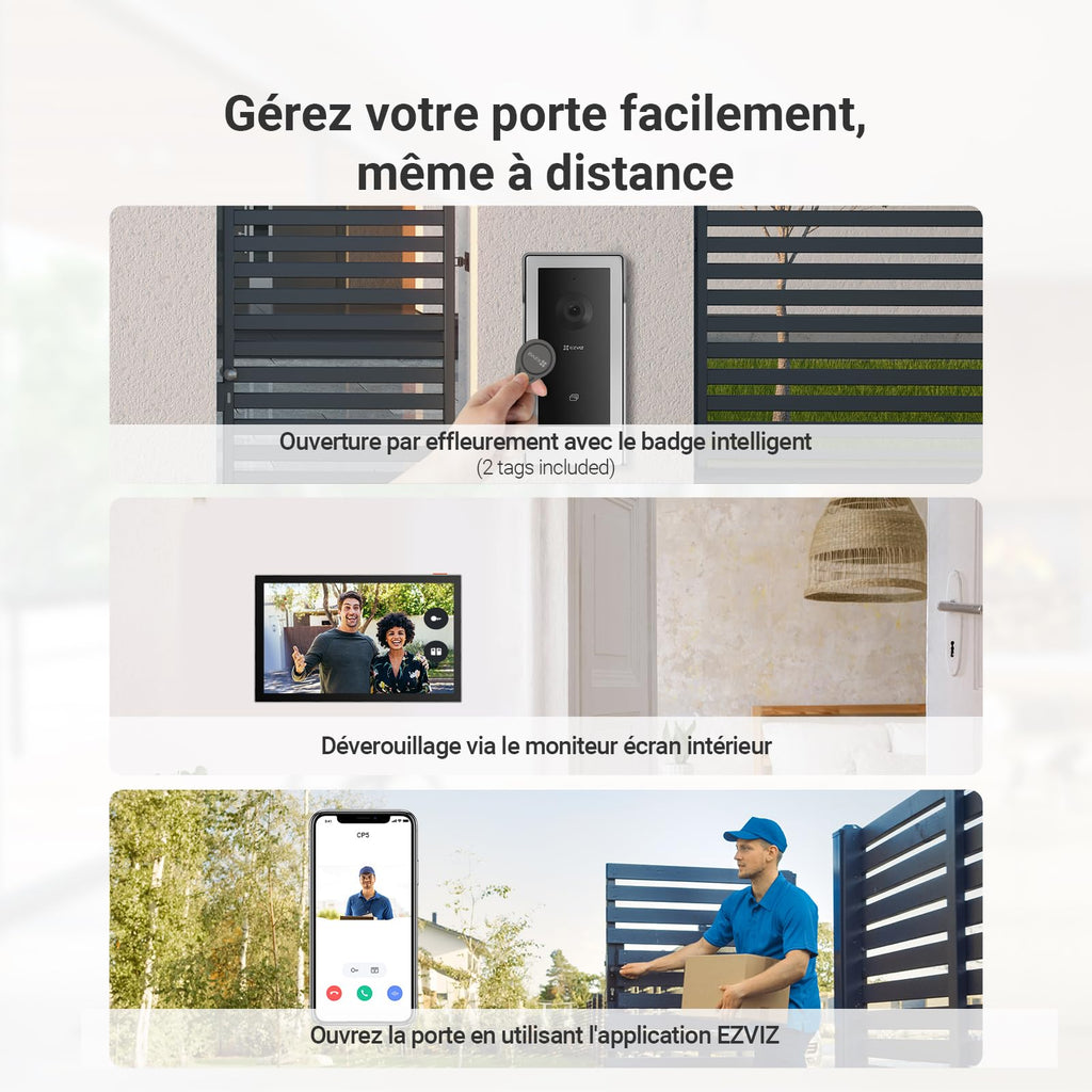 Visiophone connecté WiFi CP5 écran tactile 7 pouces installation 2 fils 1080p audio bidirectionnel vision nocturne