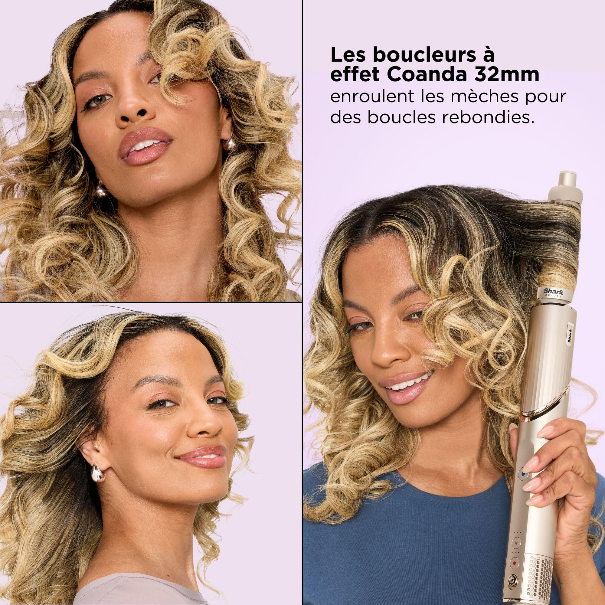 Air styler et sèche-cheveux FlexStyle HD446SLEU 5-en-1 avec boucleurs automatiques brosse plate brosse ovale diffuseur et concentrateur