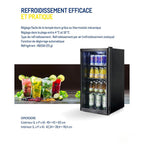 Réfrigérateur à boissons GPC1088 88L porte en verre réversible éclairage LED refroidissement statique