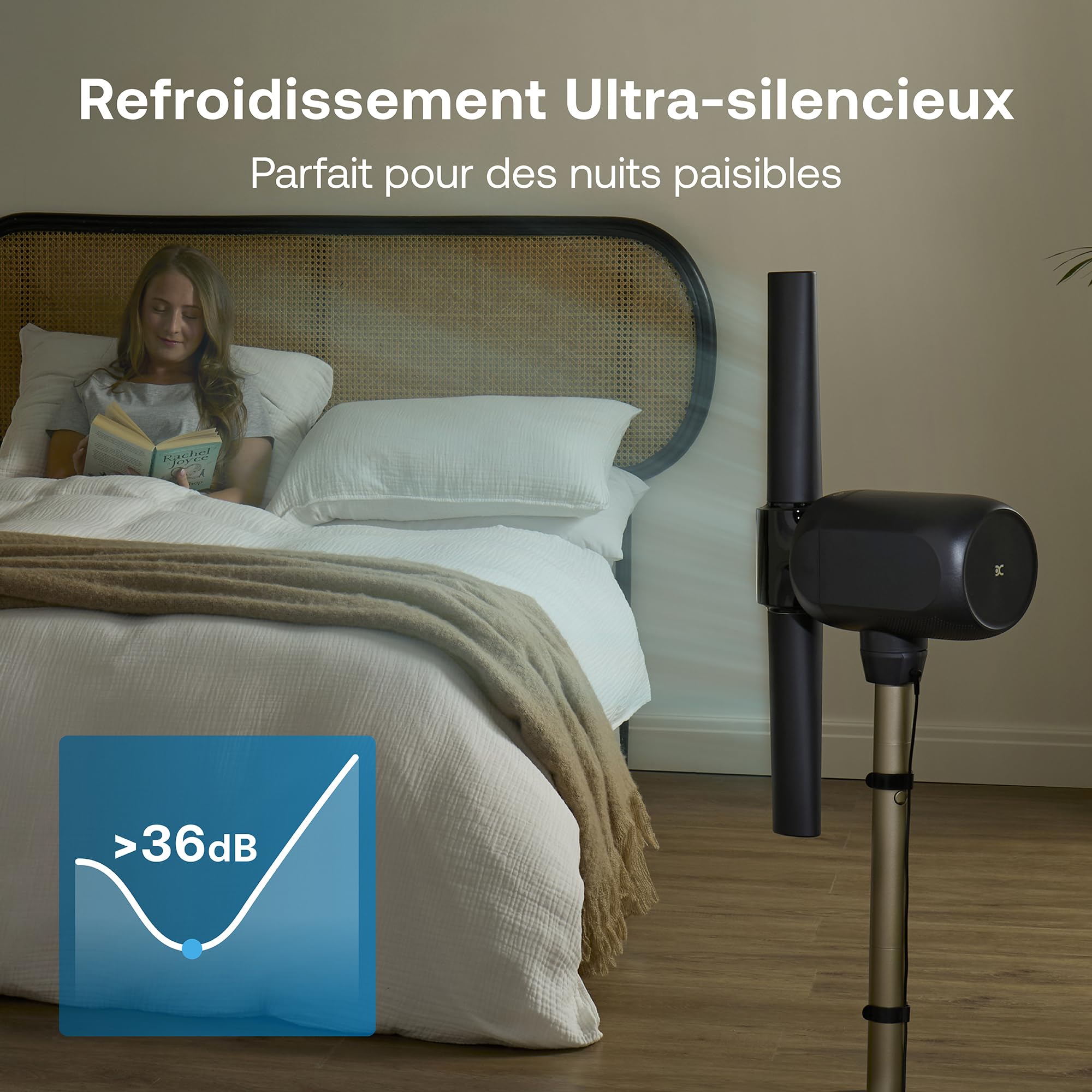 Ventilateur sans pales FlexBlade sur pied double direction oscillation 90° 5 vitesses minuterie télécommande magnétique