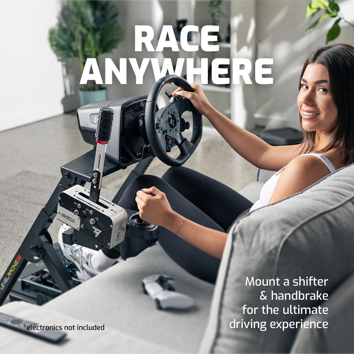 Lenkradständer Wheel Stand 2.0 mit Gaming-Sitz-Schale, zusammenklappbar, kompatibel mit Logitech, Thrustmaster und Fanatec