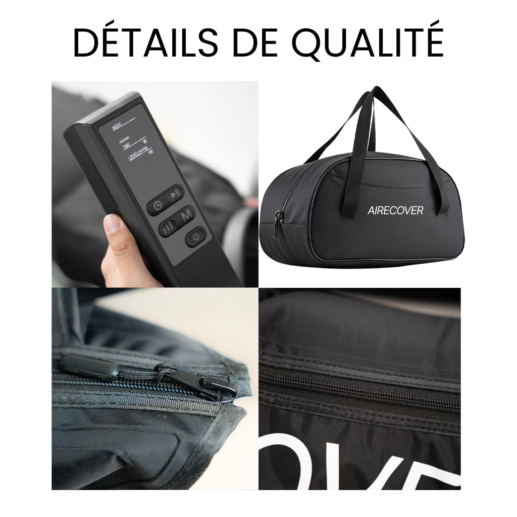 Appareil de pressothérapie jambes et pieds avec 6 modes et 4 chambres compression portable avec sac