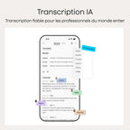 Enregistreur vocal IA Note Pro avec transcription automatique 64 Go Bluetooth 50 h d'enregistrement étui magnétique inclus