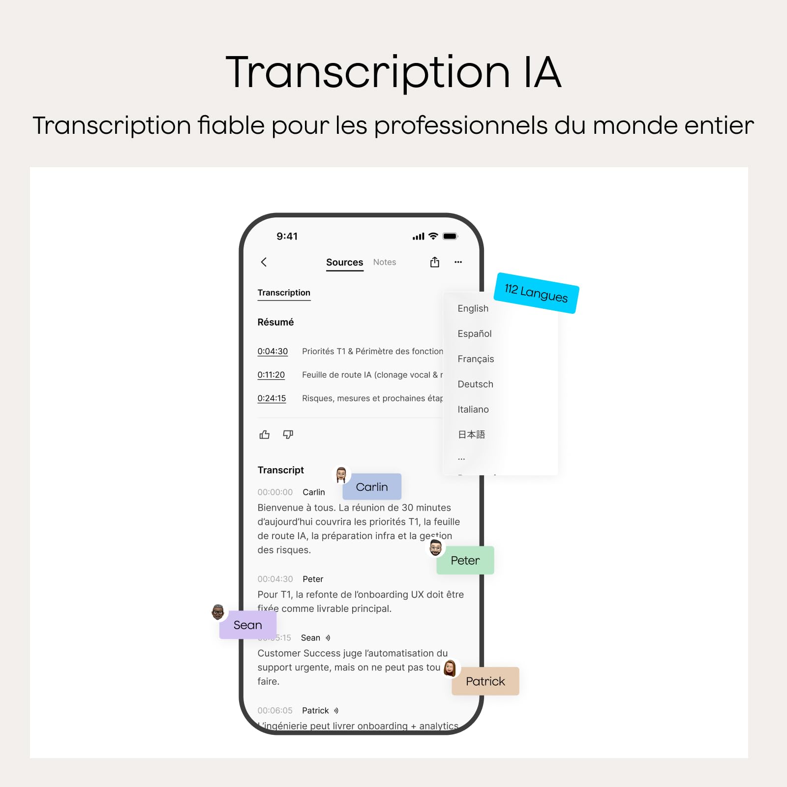 Enregistreur vocal IA Note Pro avec transcription automatique 64 Go Bluetooth 50 h d'enregistrement étui magnétique inclus