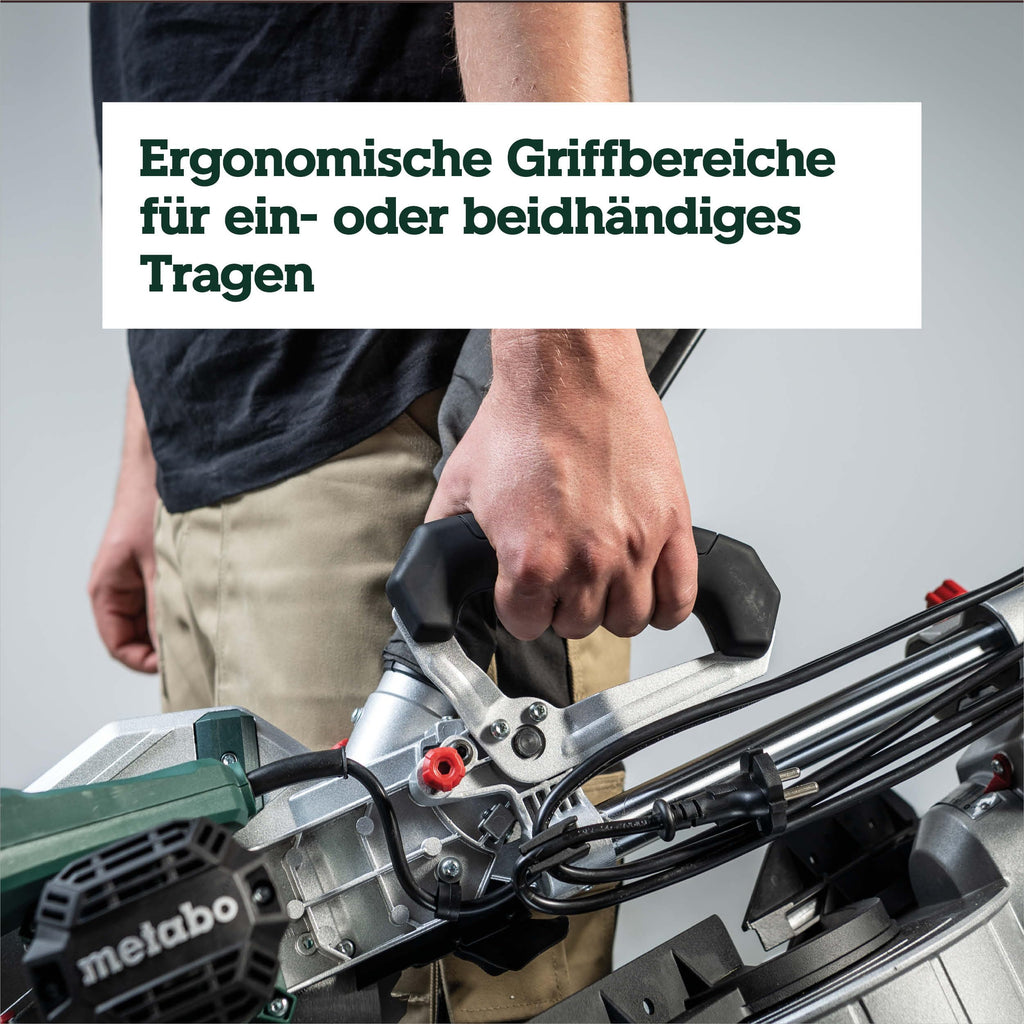 Kapp- und Gehrungssäge KGS 254 M mit Zugfunktion und 254 mm Sägeblatt, inkl. Materialklemme und Spänefangsack