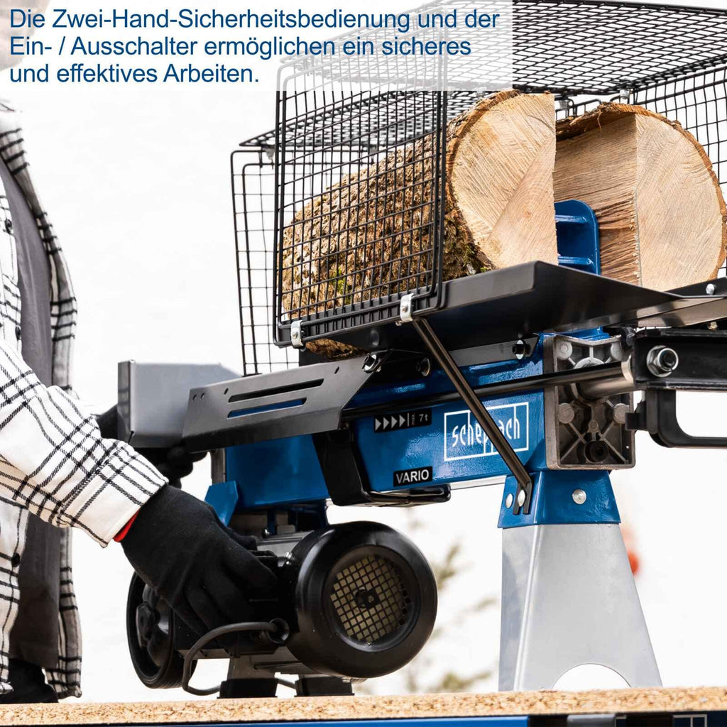 Elektrischer Holzspalter 230 V mit 7 Tonnen Spaltkraft, 2200 W und 520 mm Spaltlänge
