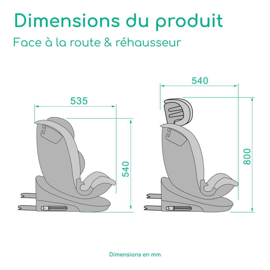 Siège auto pivotant 360 i-Size 0-12 ans 40-150 cm ISOFIX avec Top Tether 6 positions d'inclinaison et appui-tête réglable 12 positions