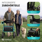 Outdoor-Rollator mit Luftbereifung, faltbar für Draußen, bis 136 kg, Sitz und Rückenlehne