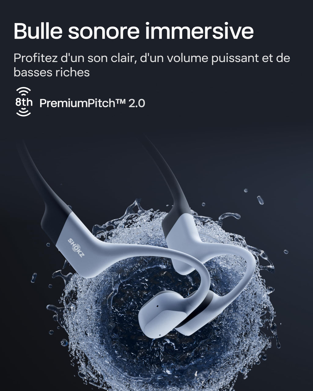 Casque à conduction osseuse OpenSwim Pro Bluetooth 5.4 IP68 avec stockage MP3 32 Go et autonomie 9 h