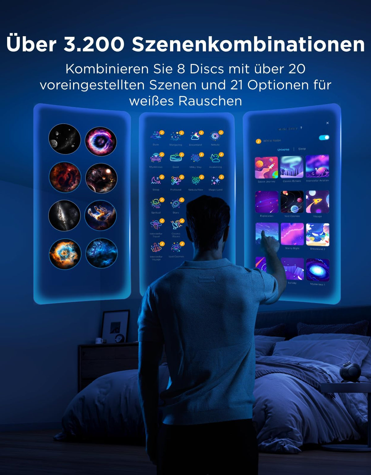 Sternenhimmel-Projektor Planetarium Galaxy mit 8 Filmdiscs, 4-Megapixel-HD-Objektiv und App-Steuerung