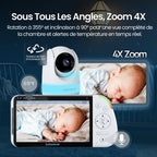 Moniteur bébé MVPRO-2CAM EU Full HD avec 2 caméras écran partagé veilleuse 6 couleurs connexion 2.4GHz FHSS sans WiFi