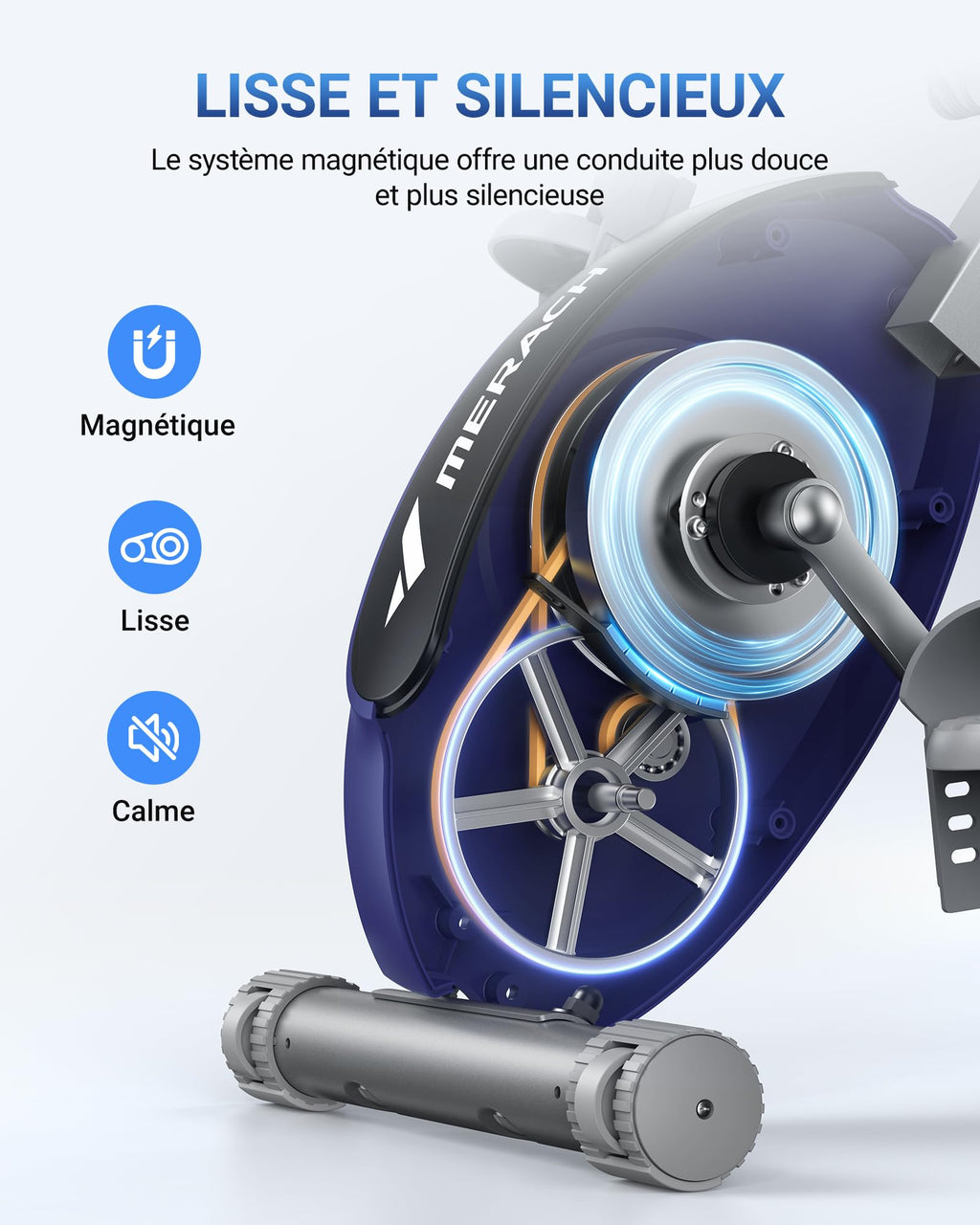 Vélo d'appartement pliable MR-S15H1 résistance magnétique 16 niveaux écran LCD avec application et bande de résistance