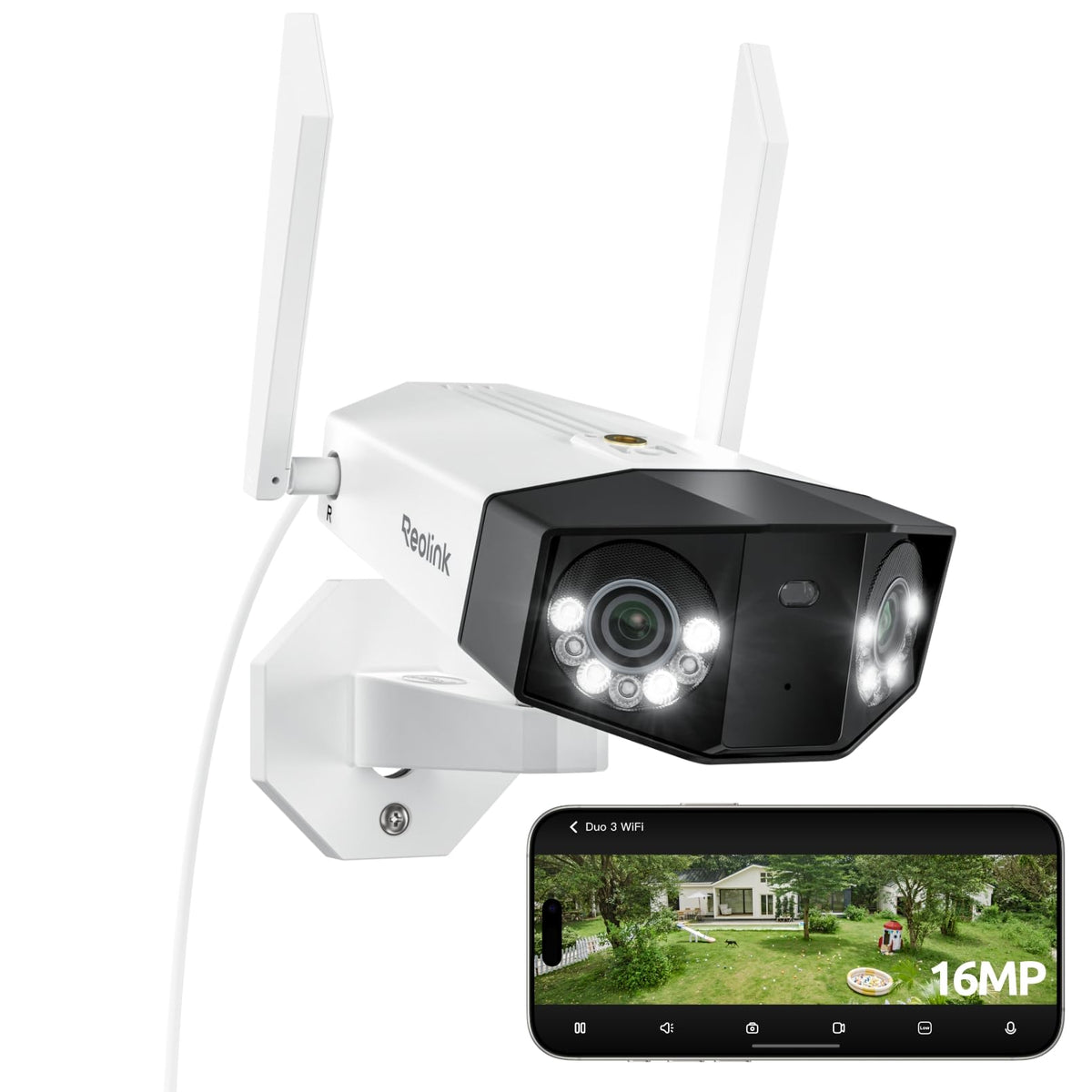 Überwachungskamera Außen WLAN 16MP Duo 3 WiFi mit 180° Panoramablick und Wi-Fi 6