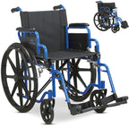 Faltbarer Rollstuhl, leicht mit 18,6 kg und 32 cm Faltbreite, Sitzbreite 46 cm, bis 136 kg, pannensichere PU-Reifen