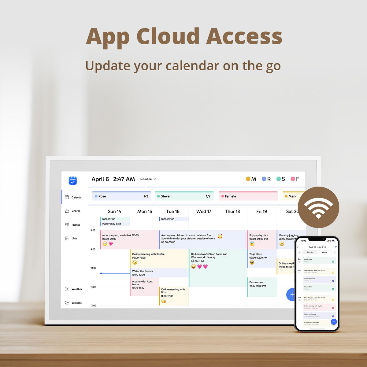 Digitaler Wandkalender 15,6 Zoll FHD Familienplaner mit 32GB Speicher und Wandhalterung, Touchscreen Tischkalender