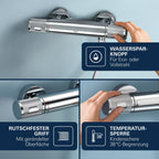 Thermostat-Wannenarmatur Precision Feel 34788000 wassersparend mit Sicherheitssperre bei 38 °C kühler Oberfläche Chrom