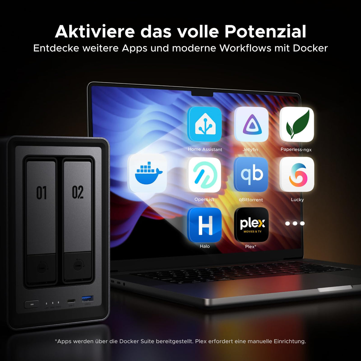2-Bay NAS DXP2800 Intel N100 8 GB DDR5 2,5 GbE 2 M.2 NVMe Steckplätze bis 76 TB ohne Festplatten