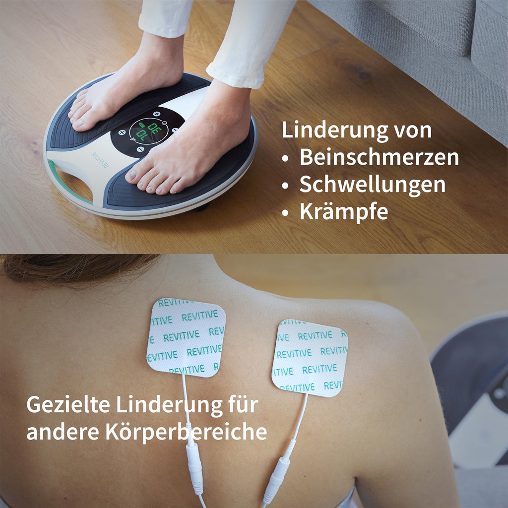 Durchblutungs-Stimulator Medic mit NMES und TENS für Beine Füße Knöchel und Körper kabellos mit Elektroden-Pads