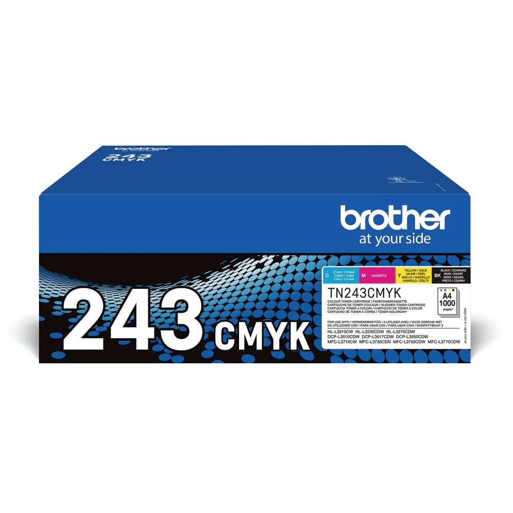 Toner TN-243CMYK pack de 4 pour imprimantes HL-L3210CW HL-L3230CDW HL-L3270CDW MFC-L3710CW avec noir cyan magenta jaune