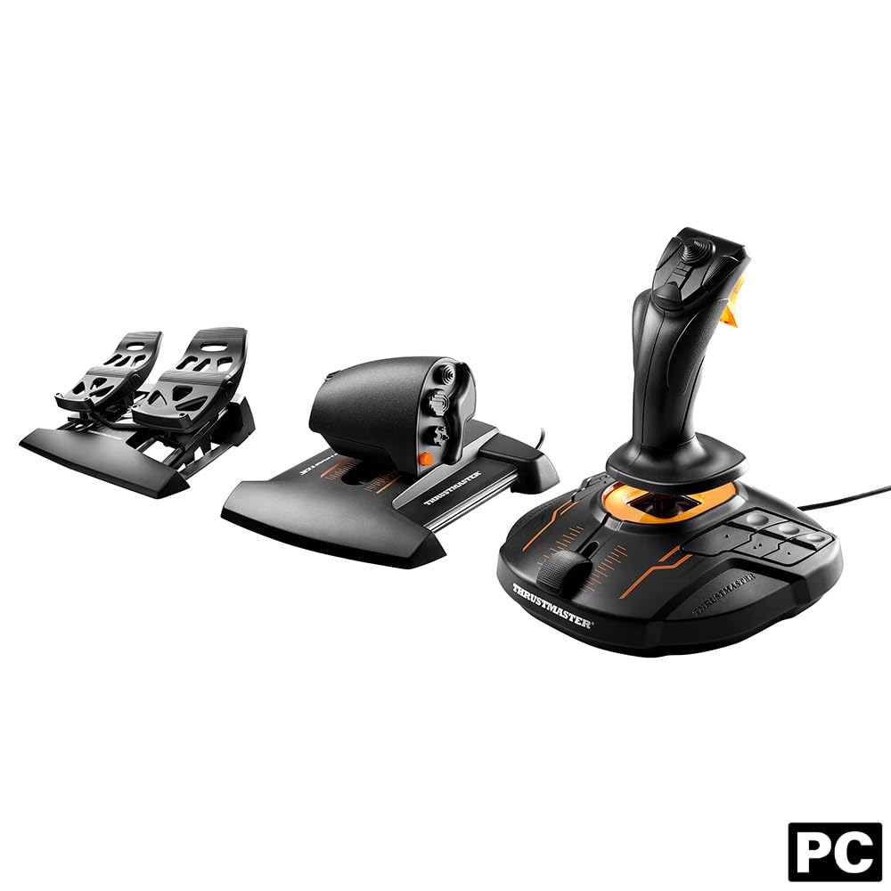 Flight-Simulator-Paket T.16000M FCS Flight Pack mit TWCS Schubregler TFRP Ruderpedalen 16.000 x 16.000 DPI USB für PC