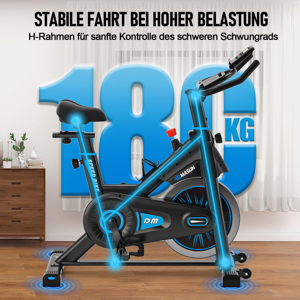 Heimtrainer Fahrrad mit App-Kompatibilität und LCD-Monitor, magnetischer Widerstand, bis 180 kg, Modell 8715C