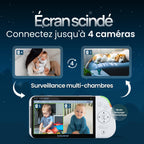Moniteur bébé MVPRO-2CAM EU Full HD avec 2 caméras écran partagé veilleuse 6 couleurs connexion 2.4GHz FHSS sans WiFi