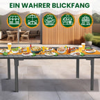 Ausziehbarer Gartentisch 180 bis 240 x 90 cm für 6 bis 8 Personen mit Stahlgestell und HDPE-Tischplatte