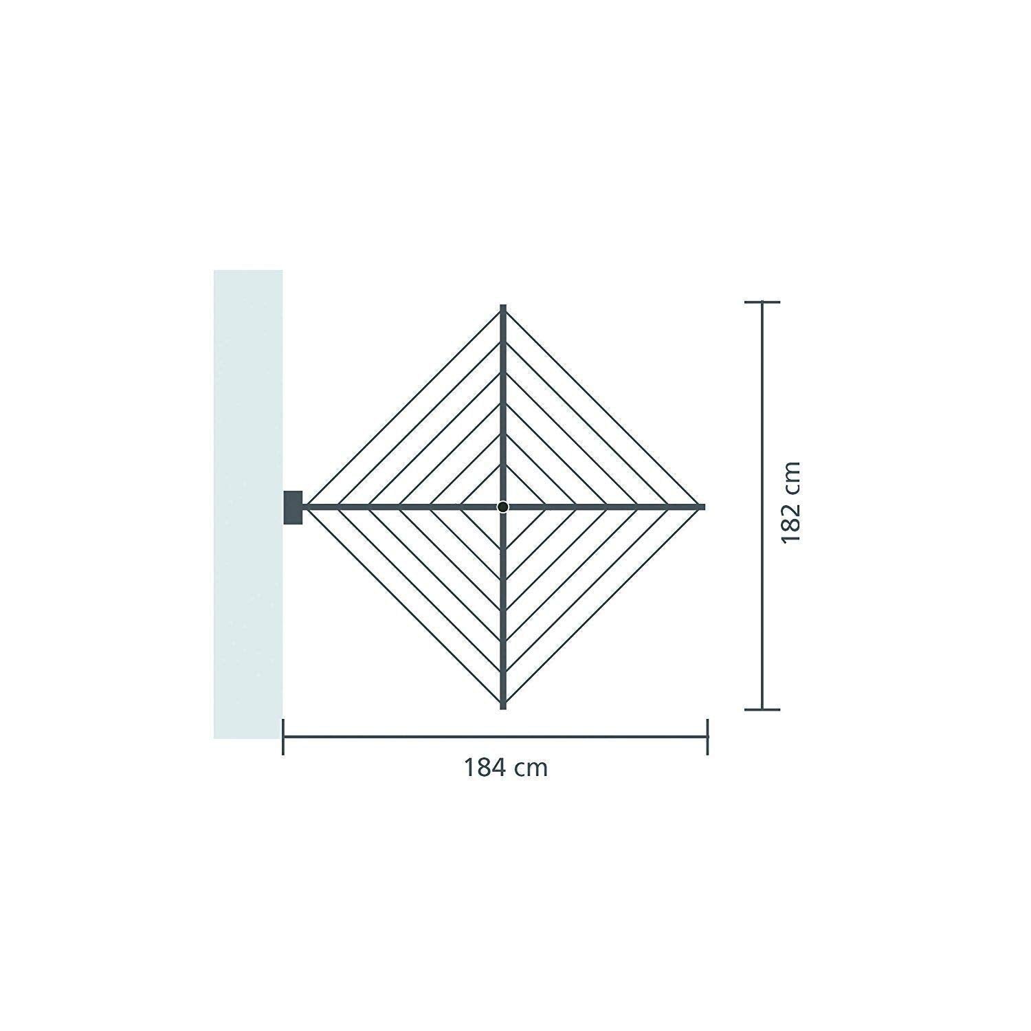 Séchoir à linge mural pliable gain de place WallFix 475924 24 m en métal résistant aux UV avec boîte de protection