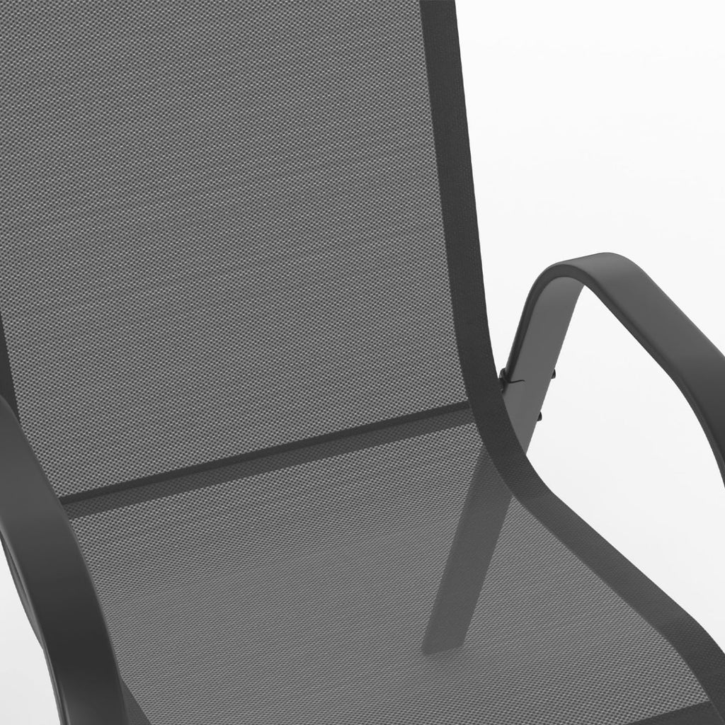 Salon de jardin Madrid table 150 cm avec 6 chaises empilables acier gris anthracite modèle 4113
