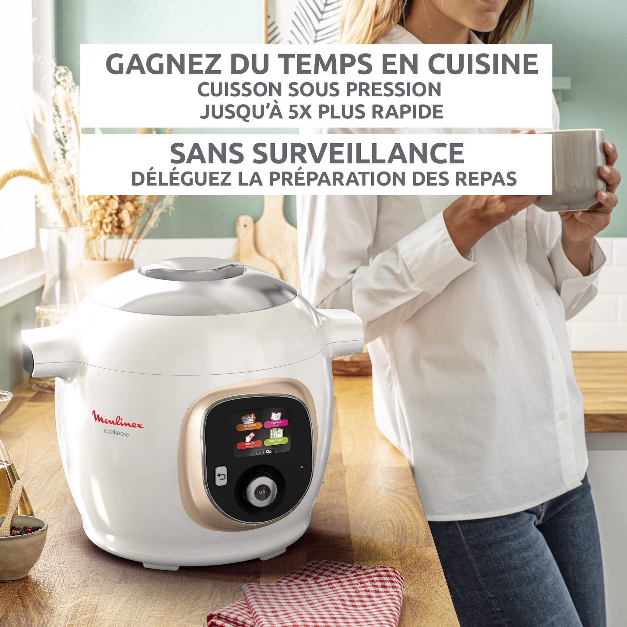 Multicuiseur intelligent Cookeo CE85CA10 6 L 1600 W avec écran tactile recettes intégrées et application de cuisson